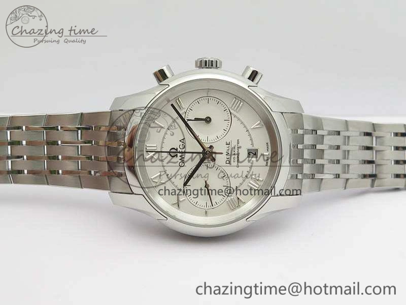 De Ville Chronograph SS OMF 1:1 Best Edition White Dial On SS Bracelet A9300