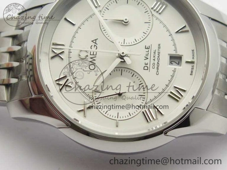 De Ville Chronograph SS OMF 1:1 Best Edition White Dial On SS Bracelet A9300