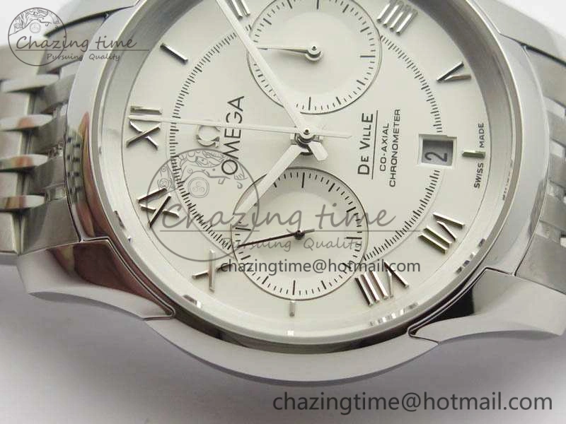 De Ville Chronograph SS OMF 1:1 Best Edition White Dial On SS Bracelet A9300