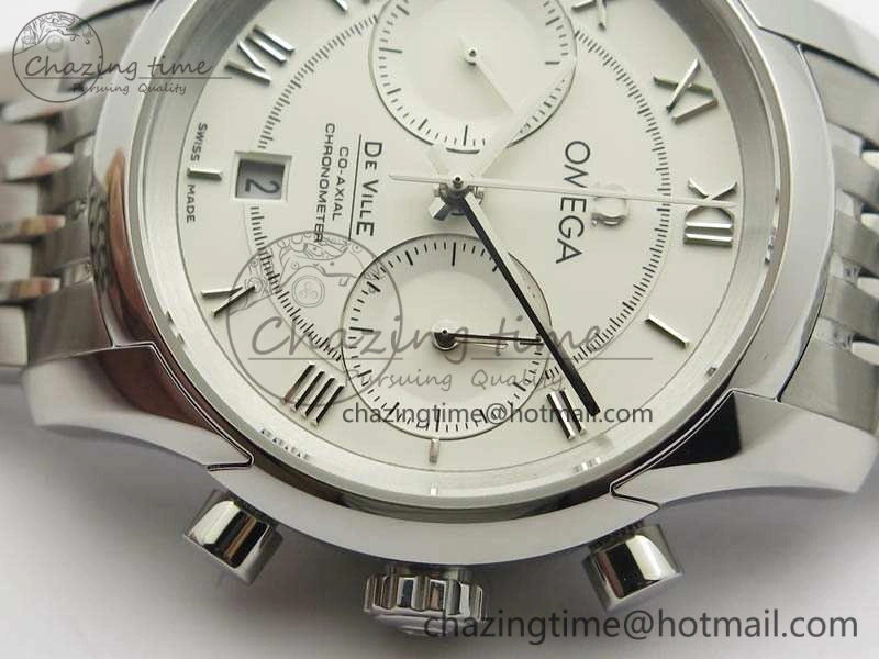 De Ville Chronograph SS OMF 1:1 Best Edition White Dial On SS Bracelet A9300