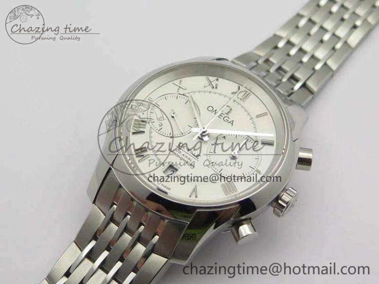De Ville Chronograph SS OMF 1:1 Best Edition White Dial On SS Bracelet A9300
