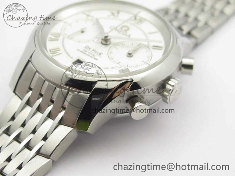 De Ville Chronograph SS OMF 1:1 Best Edition White Dial On SS Bracelet A9300