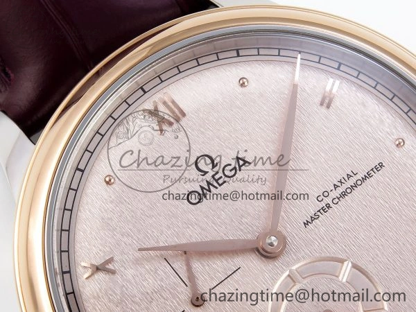 De Ville Date RG MKF 1:1 Best Edition Brown Textured Dial Diamonds Marker on Brown Leather Strap A8800