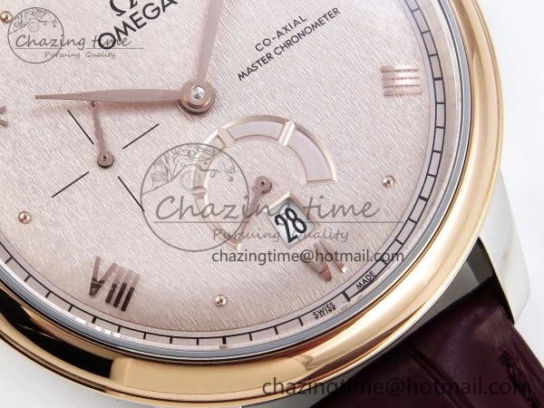 De Ville Date RG MKF 1:1 Best Edition Brown Textured Dial Diamonds Marker on Brown Leather Strap A8800