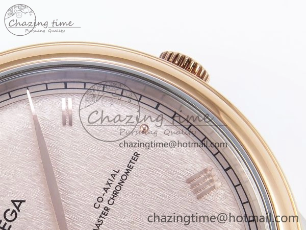 De Ville Date RG MKF 1:1 Best Edition Brown Textured Dial Diamonds Marker on Brown Leather Strap A8800