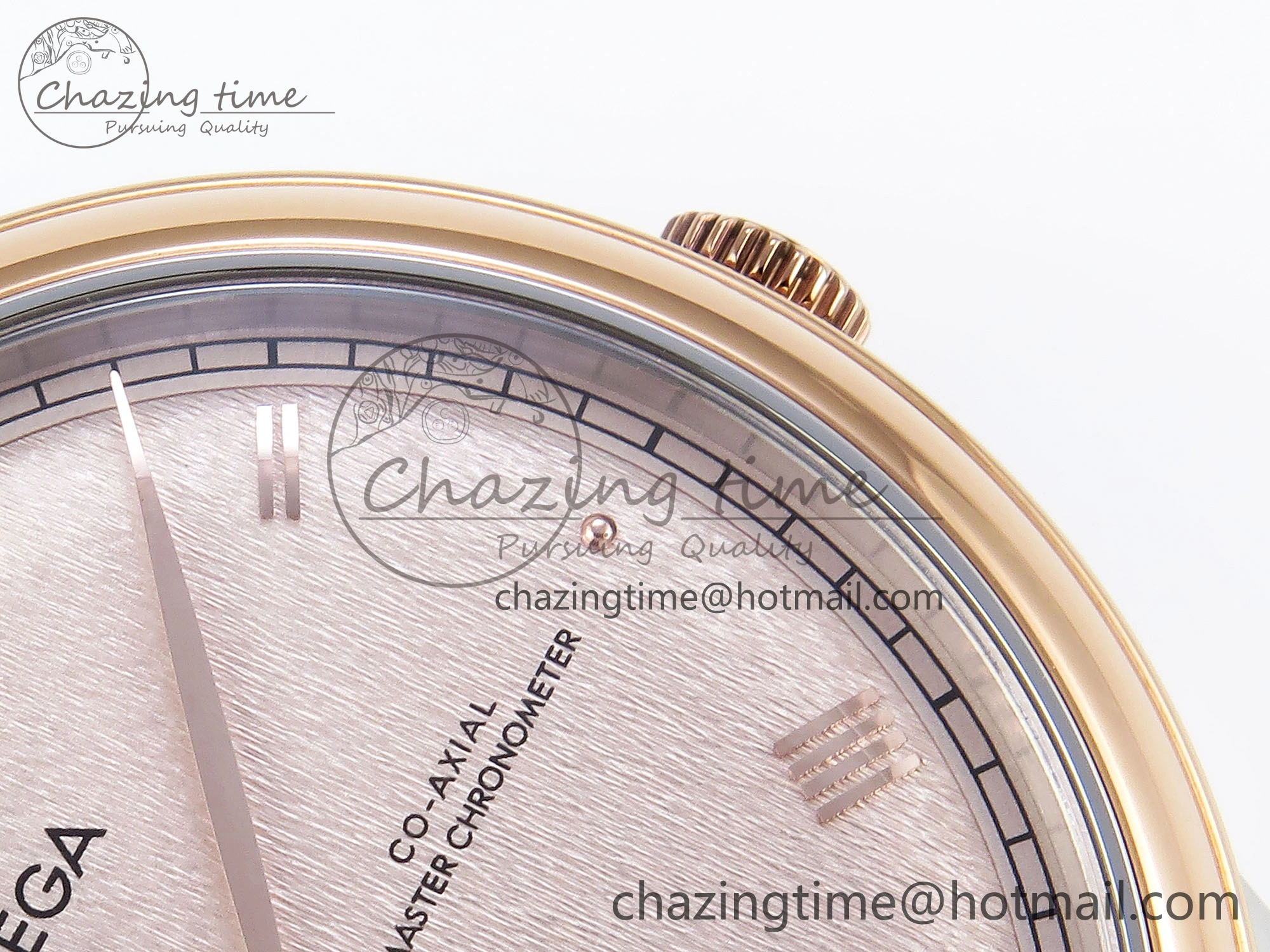 De Ville Date RG MKF 1:1 Best Edition Brown Textured Dial Diamonds Marker on Brown Leather Strap A8800