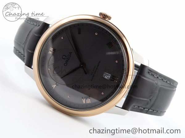 De Ville Date RG MKF 1:1 Best Edition Gray Dial Roman Marker on Gray Leather Strap A8800