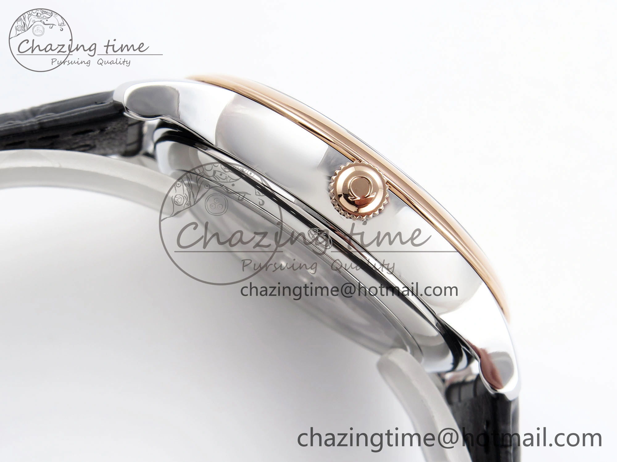 De Ville Date RG MKF 1:1 Best Edition Gray Dial Roman Marker on Gray Leather Strap A8800