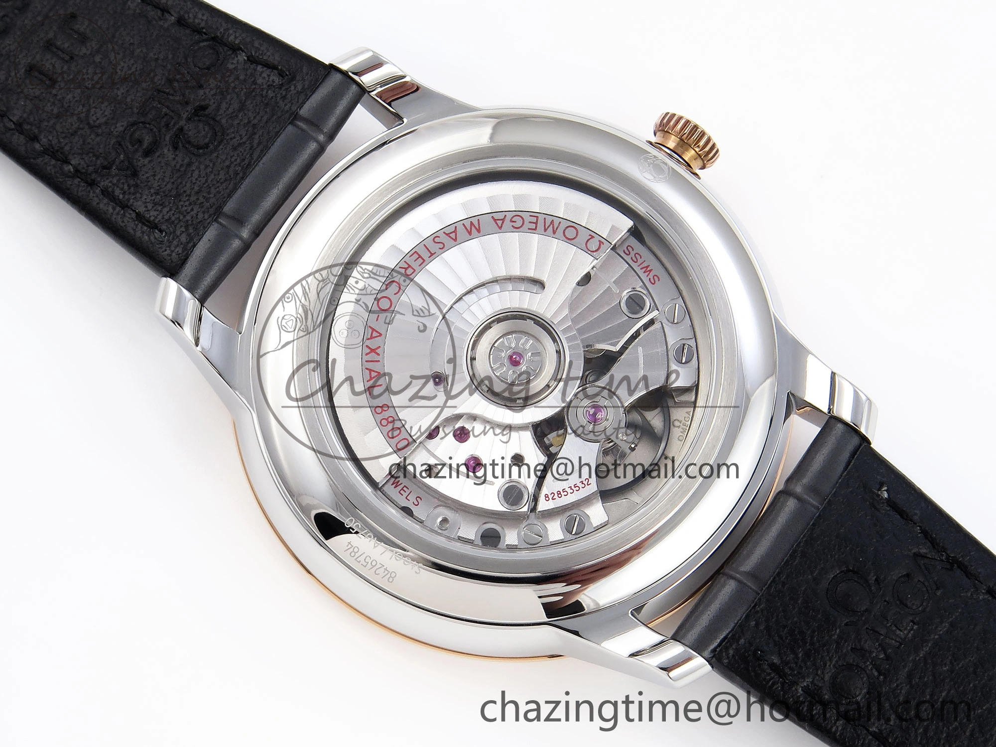De Ville Date RG MKF 1:1 Best Edition Gray Dial Roman Marker on Gray Leather Strap A8800