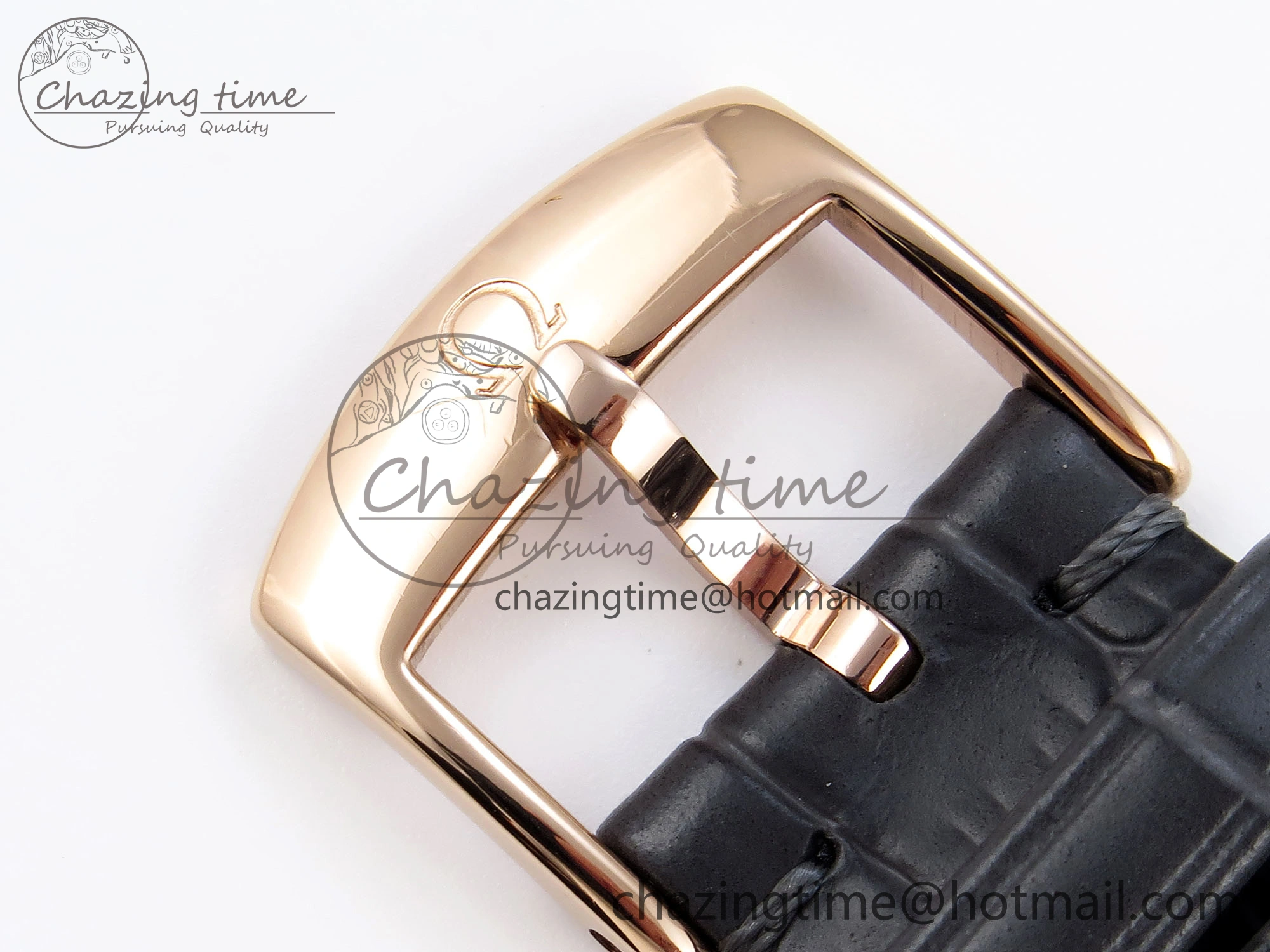 De Ville Date RG MKF 1:1 Best Edition Gray Dial Roman Marker on Gray Leather Strap A8800