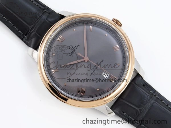 De Ville Date RG MKF 1:1 Best Edition Gray Dial Roman Marker on Gray Leather Strap A8800