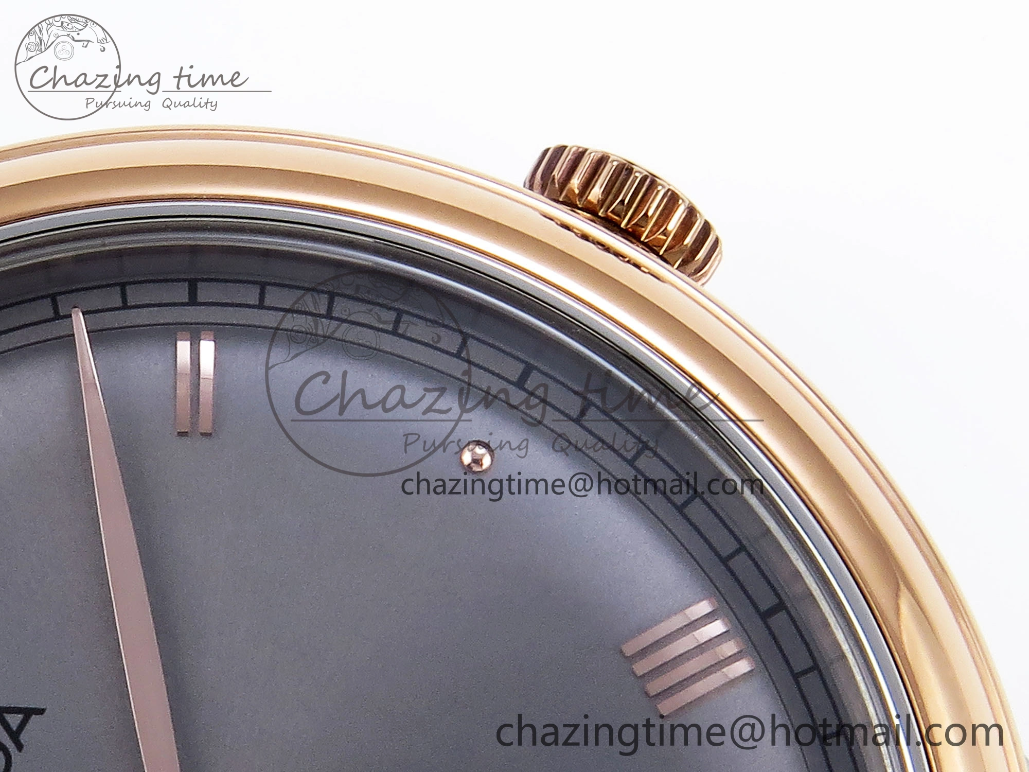 De Ville Date RG MKF 1:1 Best Edition Gray Dial Roman Marker on Gray Leather Strap A8800