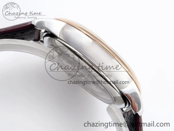 De Ville Date RG MKF 1:1 Best Edition White Dial Roman Marker on Brown Leather Strap A8800