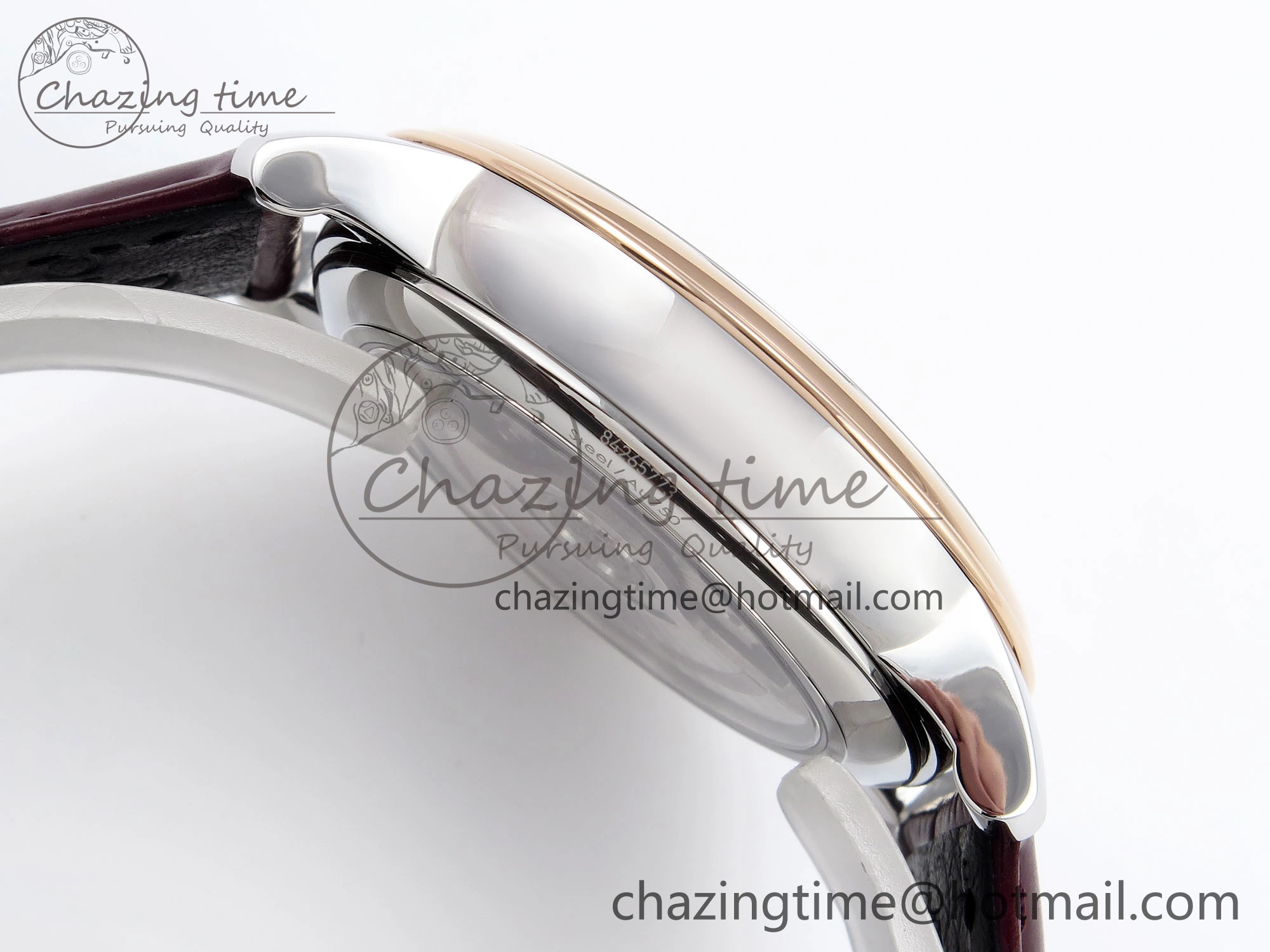 De Ville Date RG MKF 1:1 Best Edition White Dial Roman Marker on Brown Leather Strap A8800