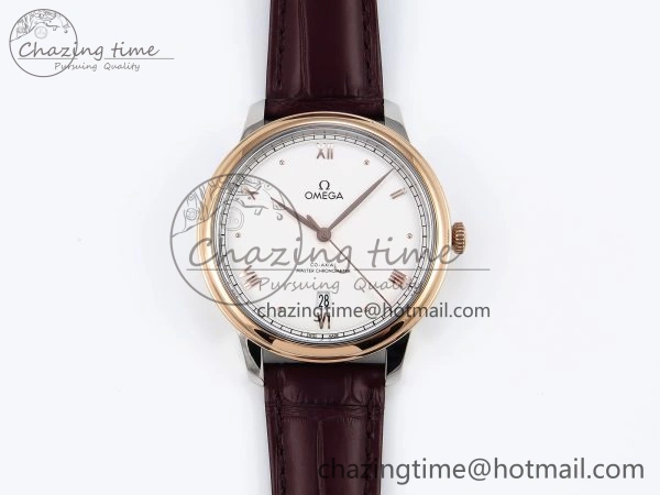 De Ville Date RG MKF 1:1 Best Edition White Dial Roman Marker on Brown Leather Strap A8800