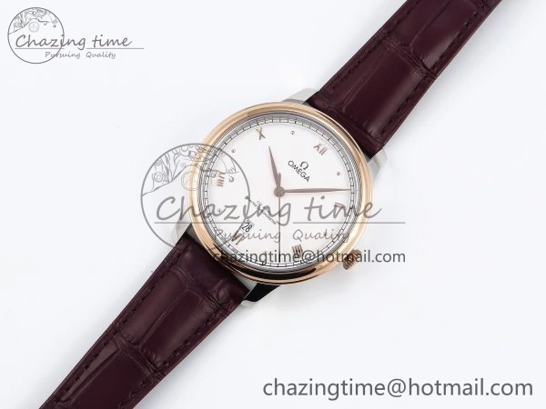 De Ville Date RG MKF 1:1 Best Edition White Dial Roman Marker on Brown Leather Strap A8800