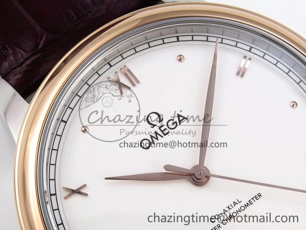 De Ville Date RG MKF 1:1 Best Edition White Dial Roman Marker on Brown Leather Strap A8800