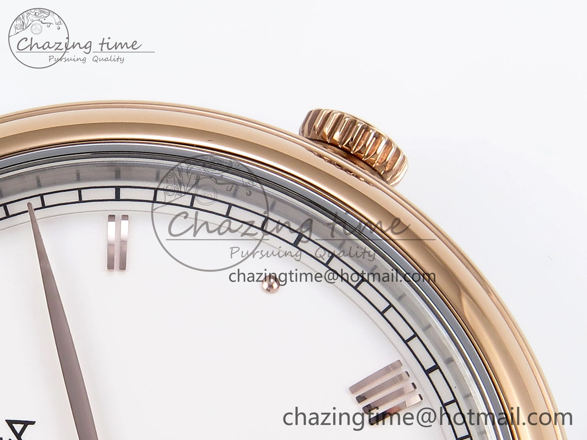 De Ville Date RG MKF 1:1 Best Edition White Dial Roman Marker on Brown Leather Strap A8800