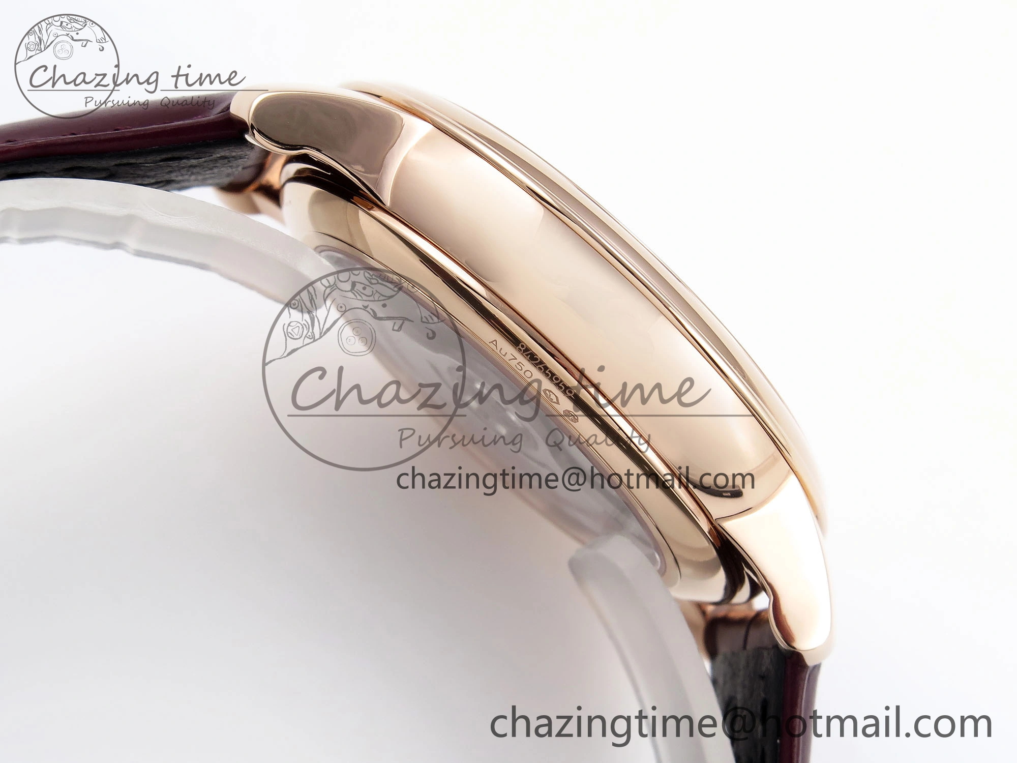 De Ville Date RG MKF 1:1 Best Edition White Textured Dial Roman Marker on Brown Leather Strap A8800