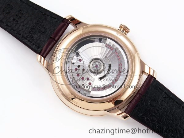 De Ville Date RG MKF 1:1 Best Edition White Textured Dial Roman Marker on Brown Leather Strap A8800