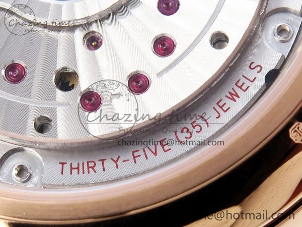 De Ville Date RG MKF 1:1 Best Edition White Textured Dial Roman Marker on Brown Leather Strap A8800