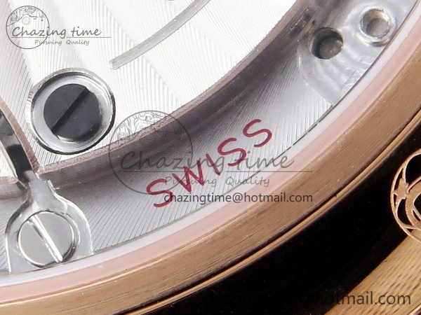 De Ville Date RG MKF 1:1 Best Edition White Textured Dial Roman Marker on Brown Leather Strap A8800