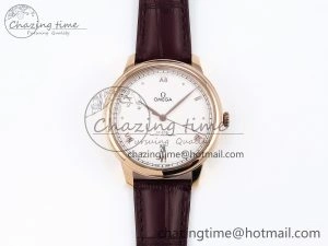 De Ville Date RG MKF 1:1 Best Edition White Textured Dial Roman Marker on Brown Leather Strap A8800