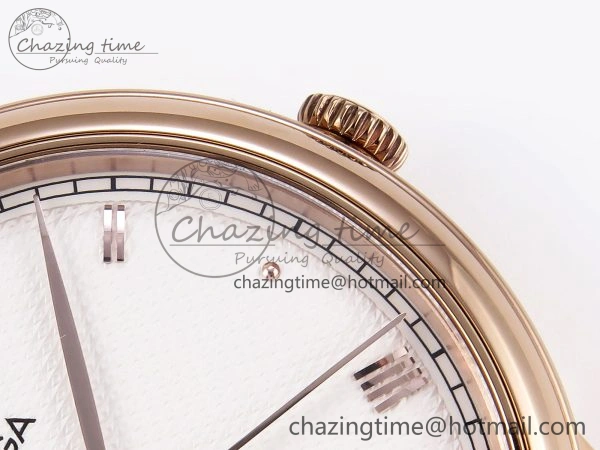 De Ville Date RG MKF 1:1 Best Edition White Textured Dial Roman Marker on Brown Leather Strap A8800