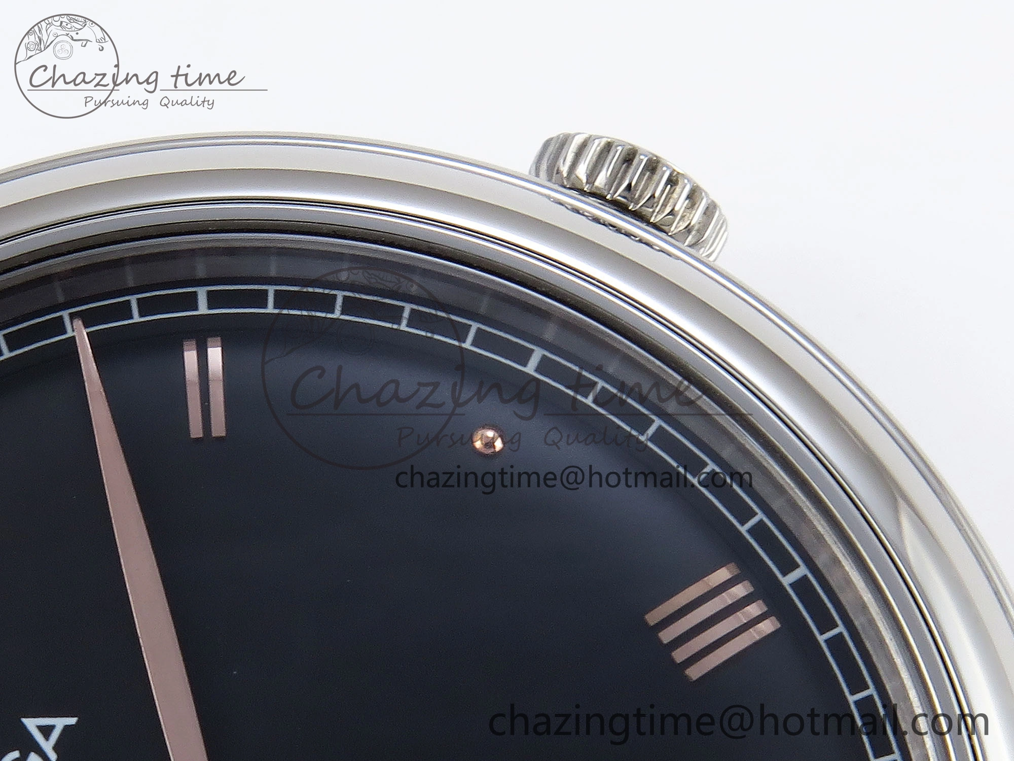 De Ville Date SS MKF 1:1 Best Edition Black Dial Roman Marker on Black Leather Strap A8800