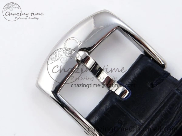 De Ville Date SS MKF 1:1 Best Edition Blue Dial Roman Marker on Black Leather Strap A8800