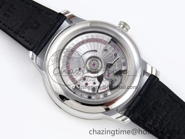 De Ville Date SS MKF 1:1 Best Edition Blue Dial Roman Marker on Black Leather Strap A8800