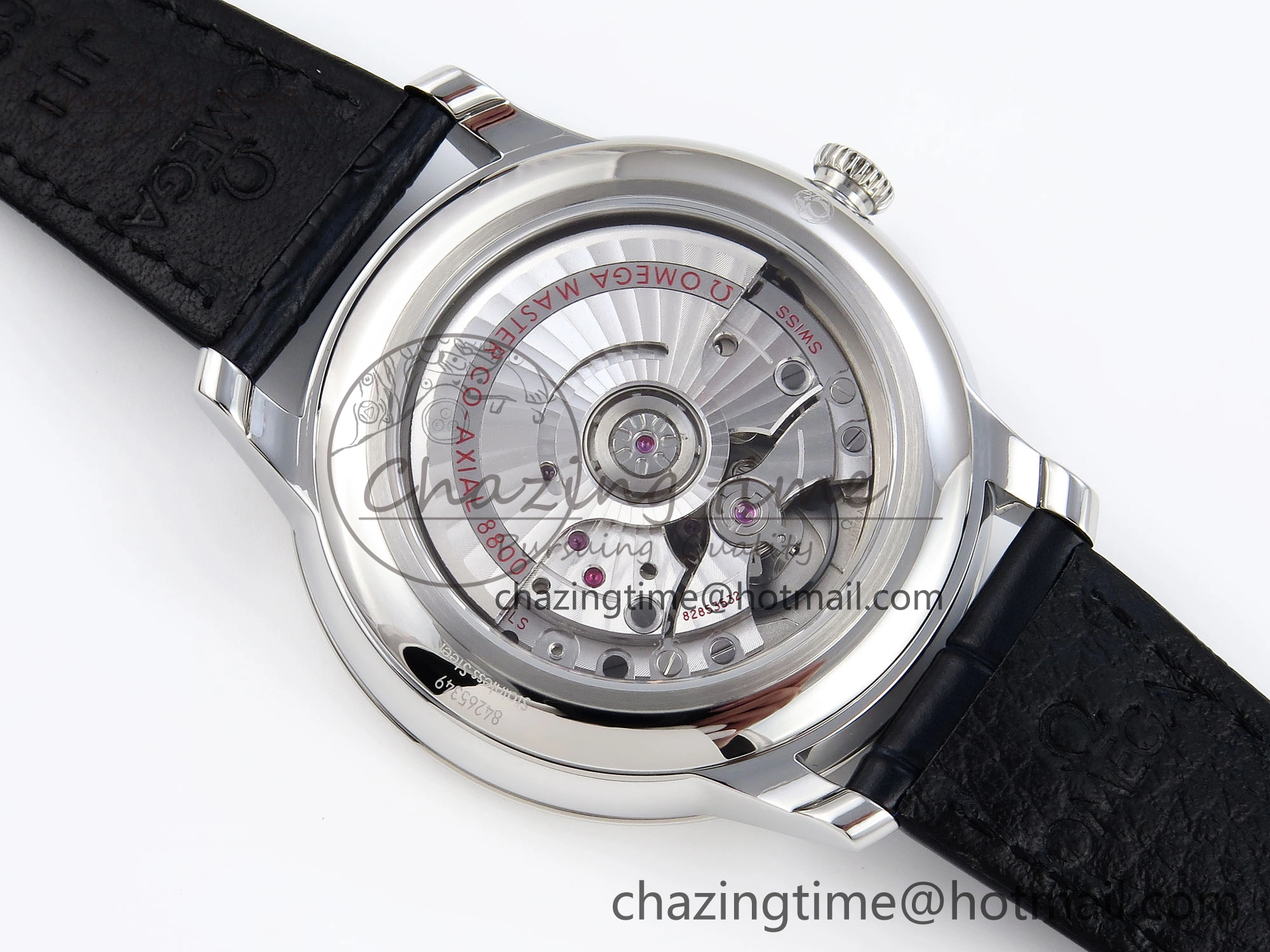 De Ville Date SS MKF 1:1 Best Edition Blue Dial Roman Marker on Black Leather Strap A8800