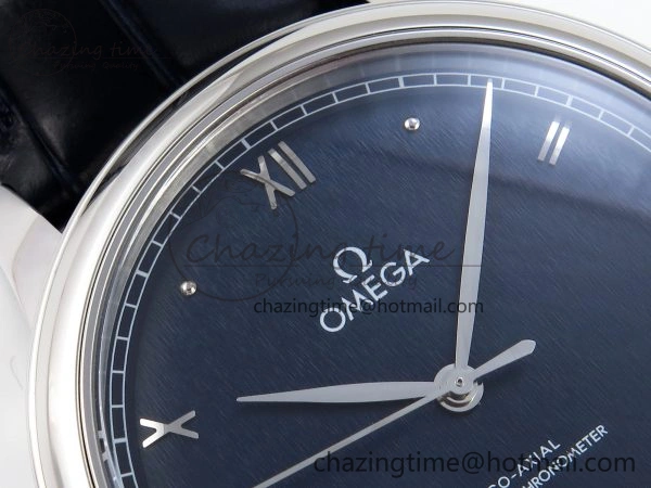 De Ville Date SS MKF 1:1 Best Edition Blue Dial Roman Marker on Black Leather Strap A8800