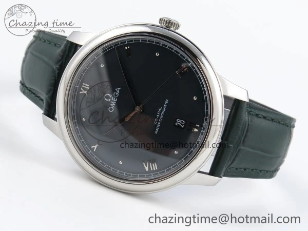 De Ville Date SS MKF 1:1 Best Edition Dark Gray Dial Roman Marker on Black Leather Strap A8800
