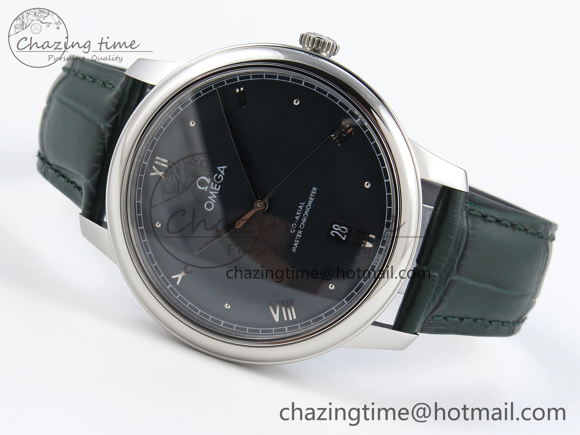 De Ville Date SS MKF 1:1 Best Edition Dark Gray Dial Roman Marker on Black Leather Strap A8800