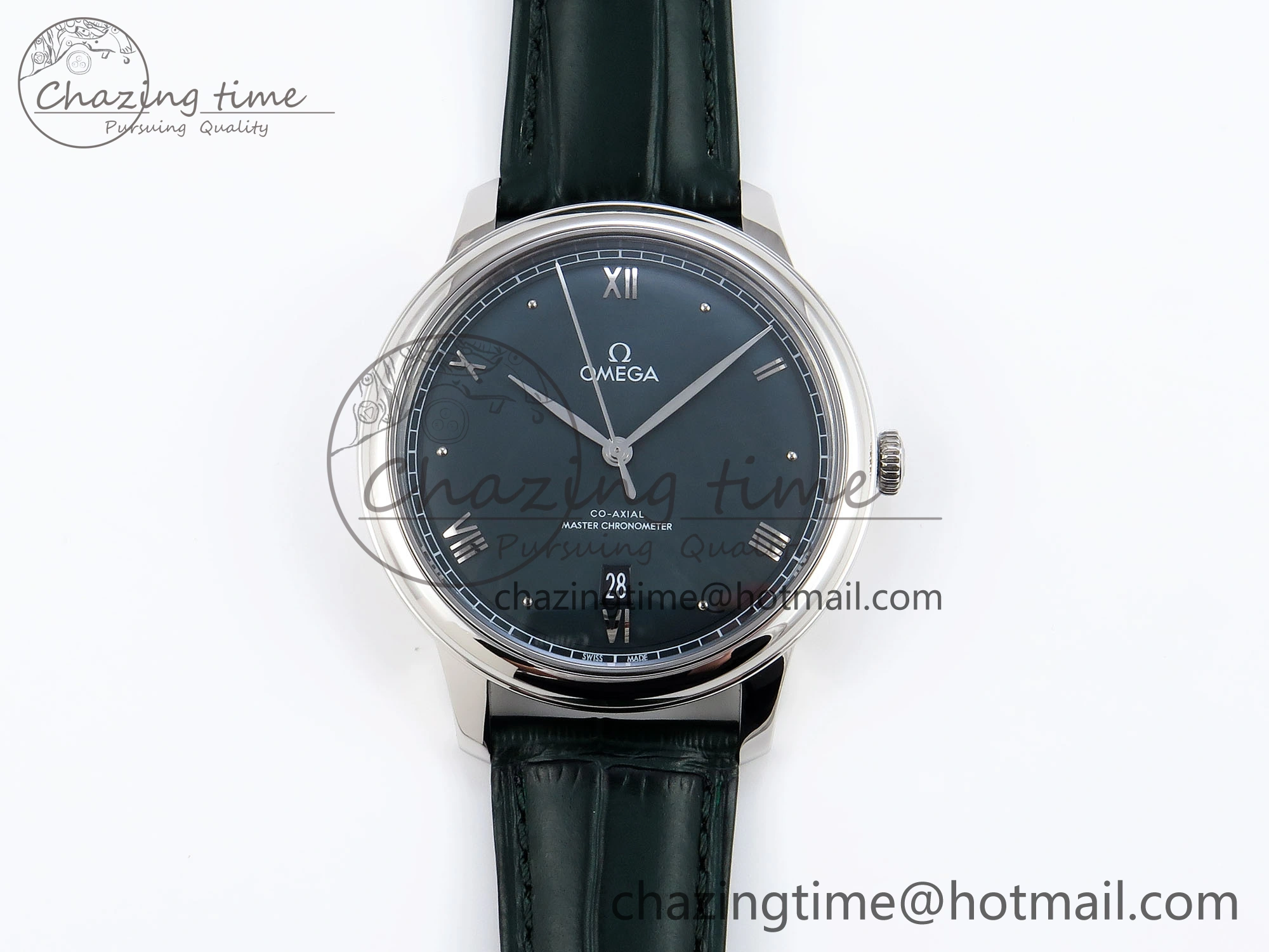 De Ville Date SS MKF 1:1 Best Edition Dark Gray Dial Roman Marker on Black Leather Strap A8800