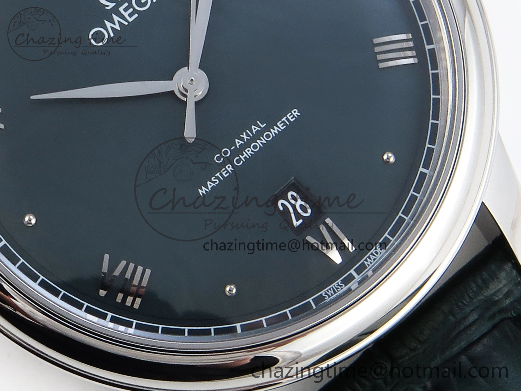 De Ville Date SS MKF 1:1 Best Edition Dark Gray Dial Roman Marker on Black Leather Strap A8800
