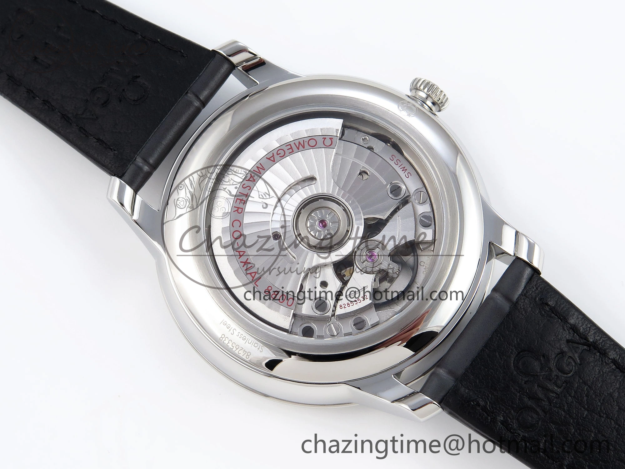 De Ville Date SS MKF 1:1 Best Edition Grey Dial Roman Marker on Black Leather Strap A8800