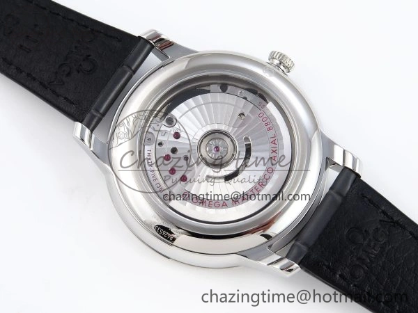 De Ville Date SS MKF 1:1 Best Edition Grey Dial Roman Marker on Black Leather Strap A8800