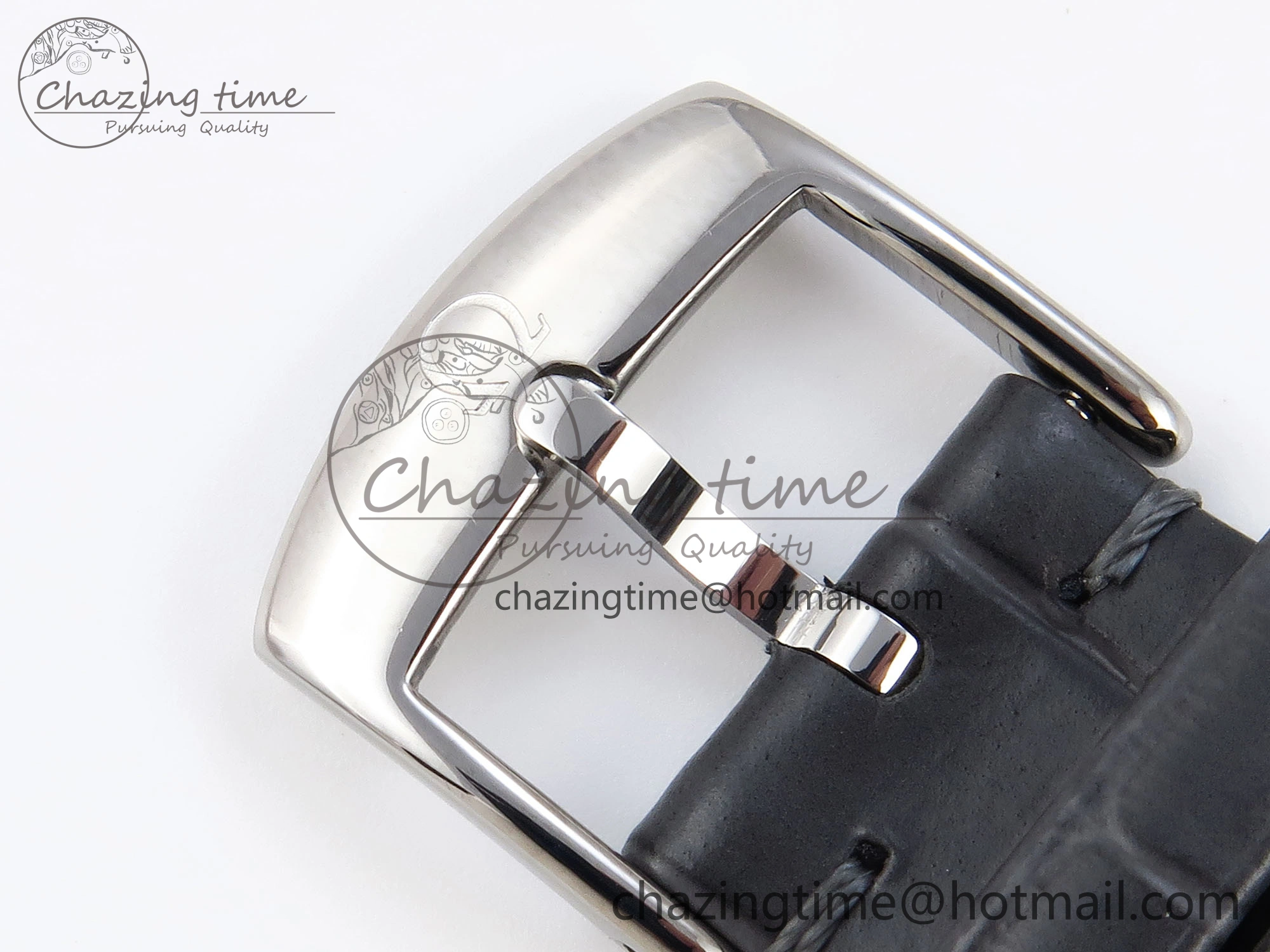 De Ville Date SS MKF 1:1 Best Edition Grey Dial Roman Marker on Black Leather Strap A8800