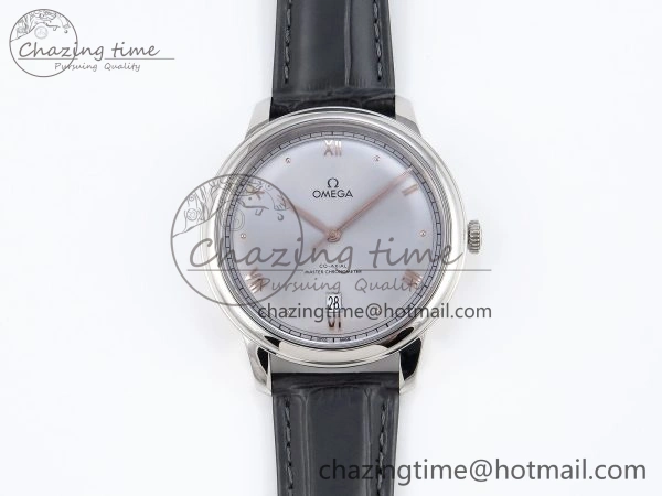 De Ville Date SS MKF 1:1 Best Edition Grey Dial Roman Marker on Black Leather Strap A8800