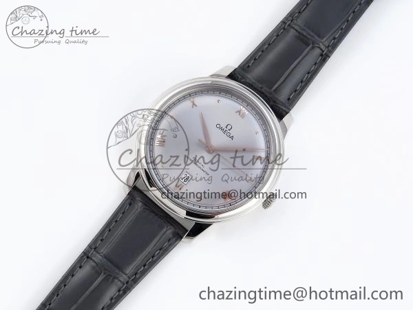 De Ville Date SS MKF 1:1 Best Edition Grey Dial Roman Marker on Black Leather Strap A8800