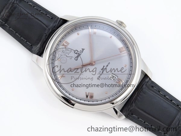 De Ville Date SS MKF 1:1 Best Edition Grey Dial Roman Marker on Black Leather Strap A8800