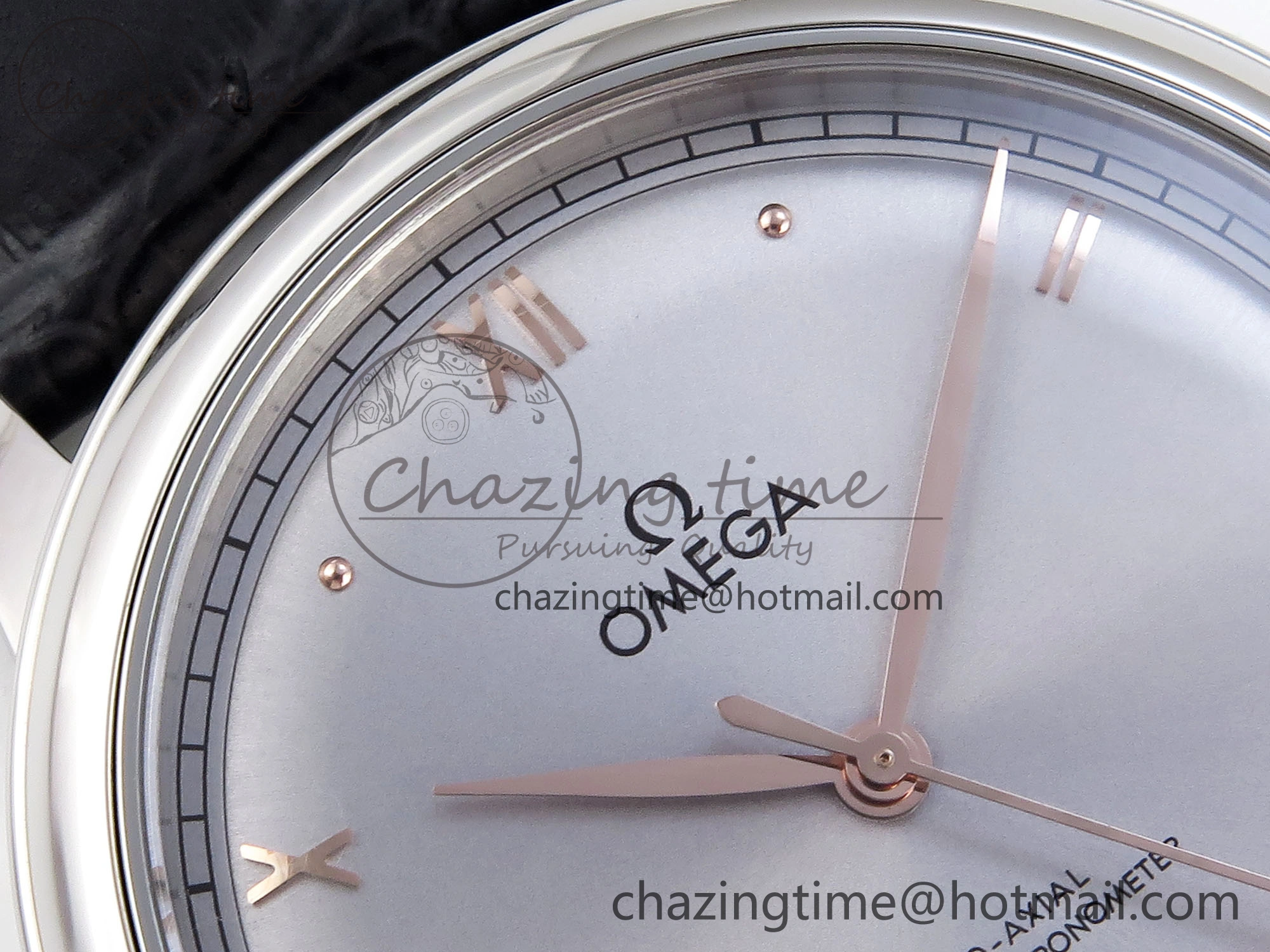 De Ville Date SS MKF 1:1 Best Edition Grey Dial Roman Marker on Black Leather Strap A8800