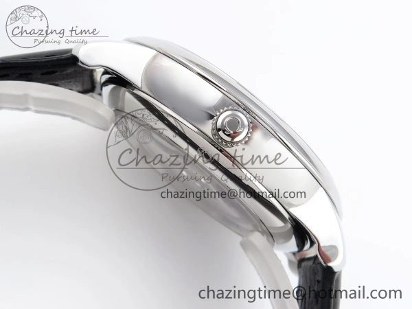 De Ville Date SS MKF 1:1 Best Edition White Dial Roman Marker on Black Leather Strap A8800