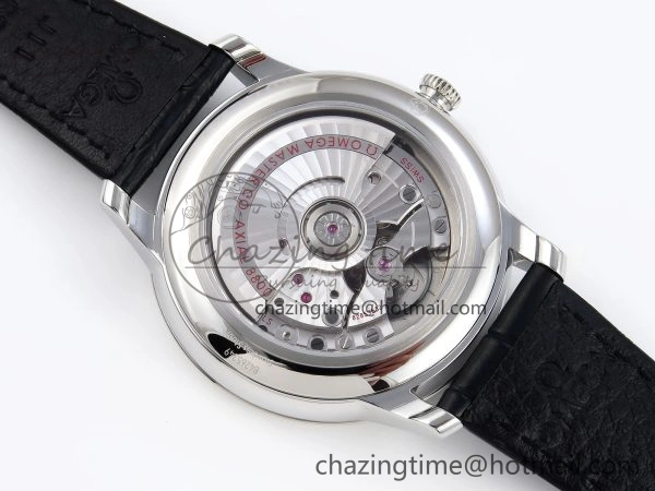 De Ville Date SS MKF 1:1 Best Edition White Dial Roman Marker on Black Leather Strap A8800