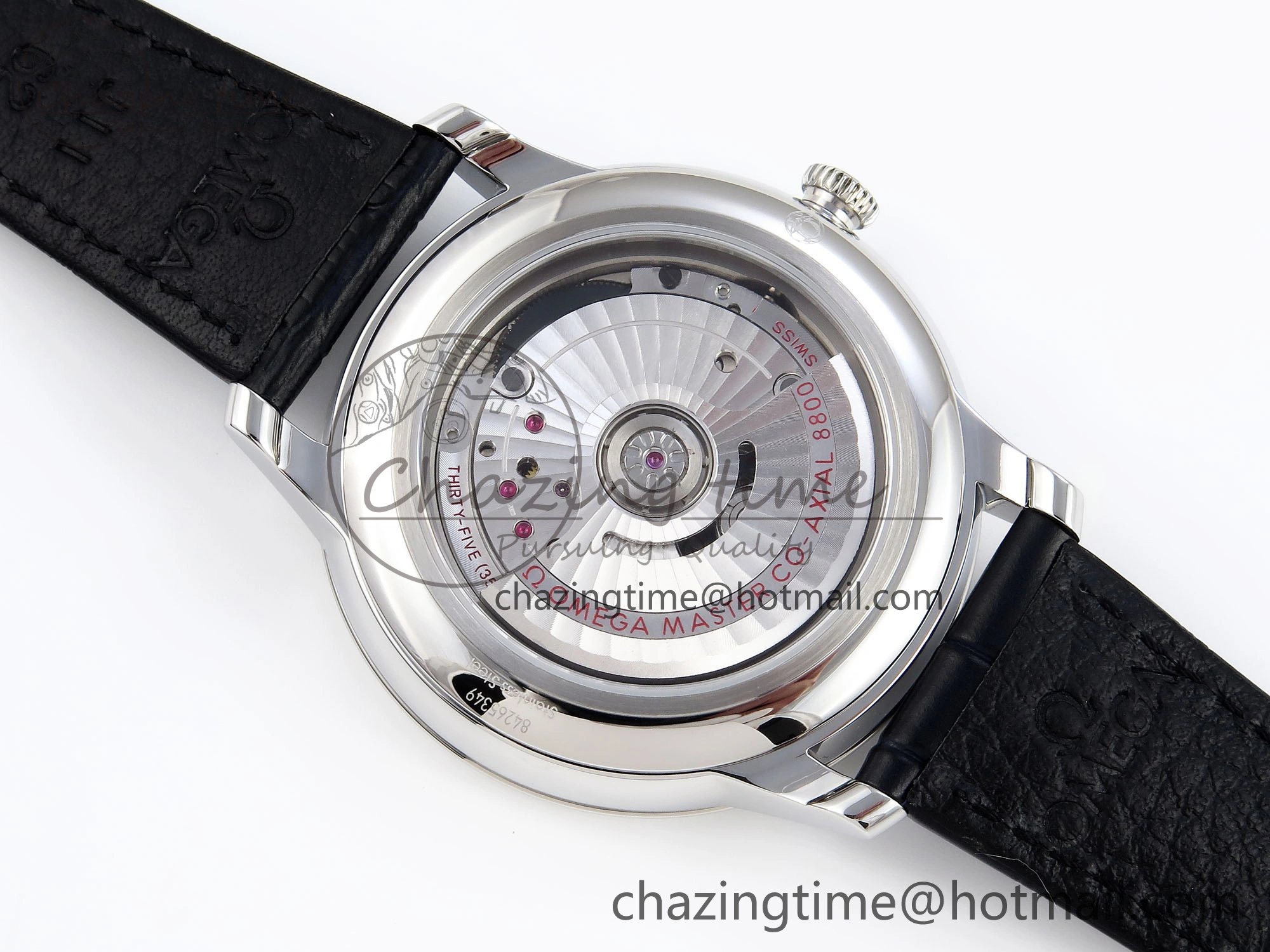 De Ville Date SS MKF 1:1 Best Edition White Dial Roman Marker on Black Leather Strap A8800