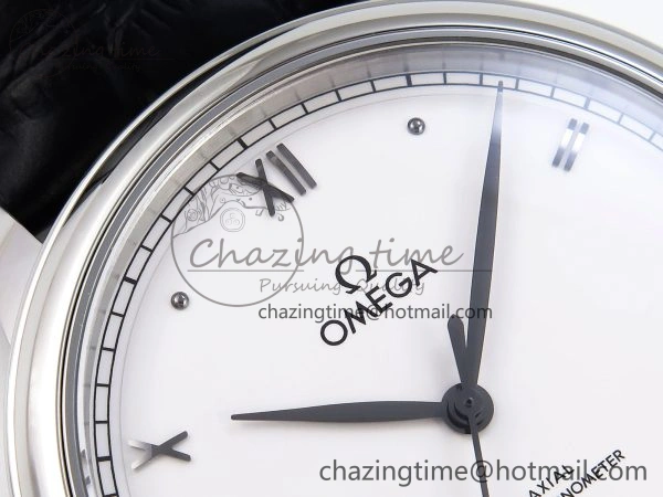De Ville Date SS MKF 1:1 Best Edition White Dial Roman Marker on Black Leather Strap A8800