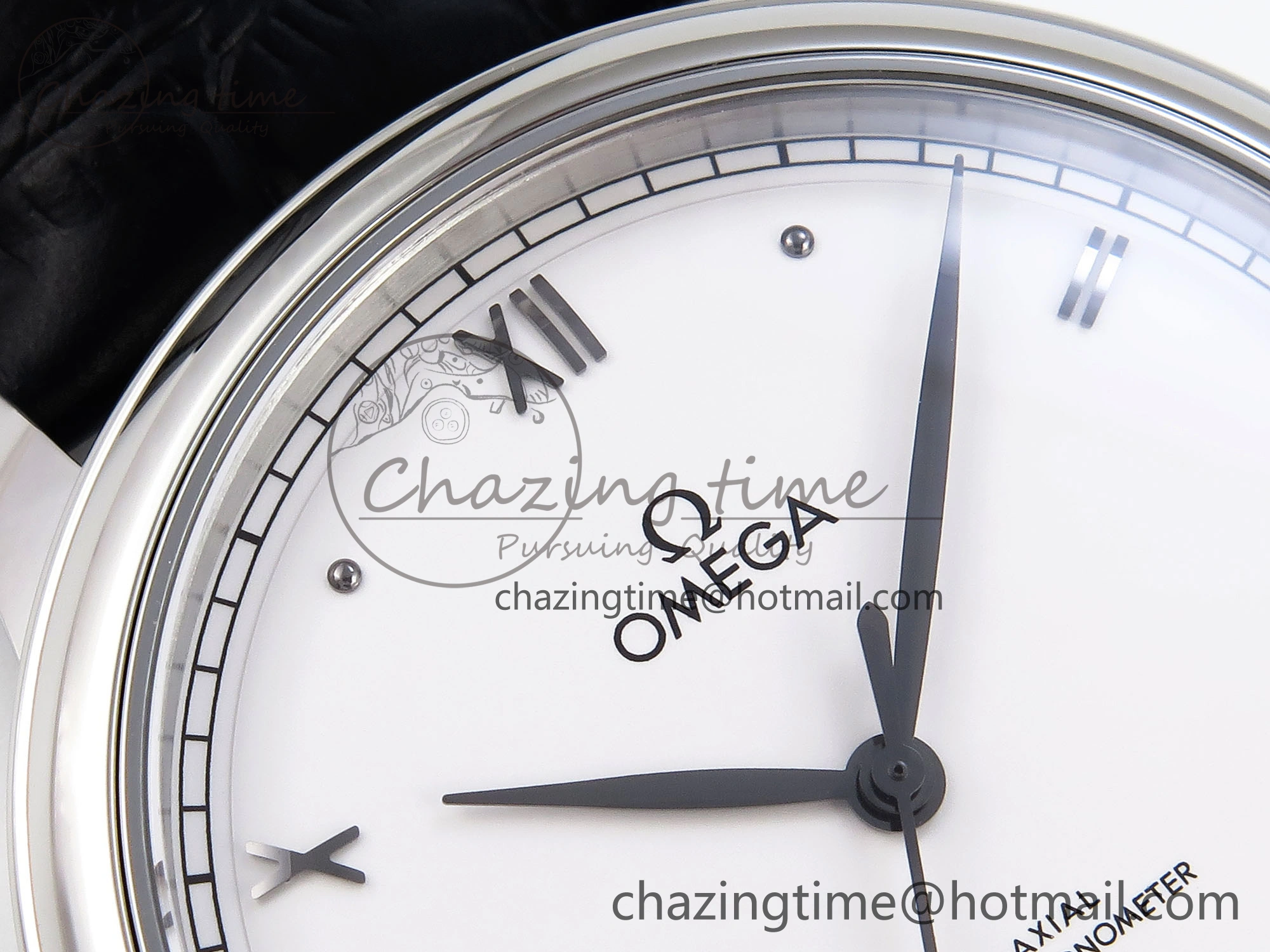 De Ville Date SS MKF 1:1 Best Edition White Dial Roman Marker on Black Leather Strap A8800