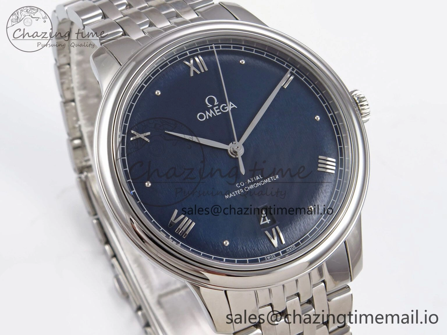 De Ville Date SS VSF 1:1 Best Edition Blue Dial on SS Bracelet A8800